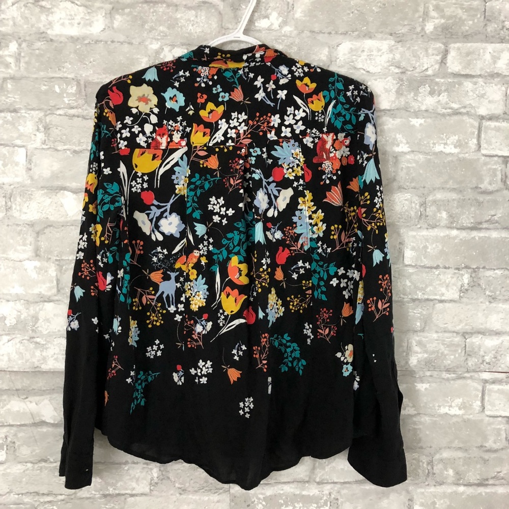Anthropologie Maeve Black Floral Button Down Shirt - Picture 5 of 5